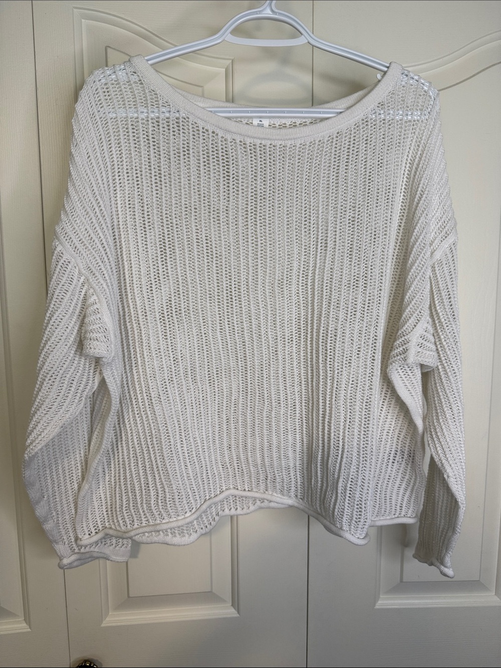 Old Navy White Open-Knit Crewneck Sweater NWOT